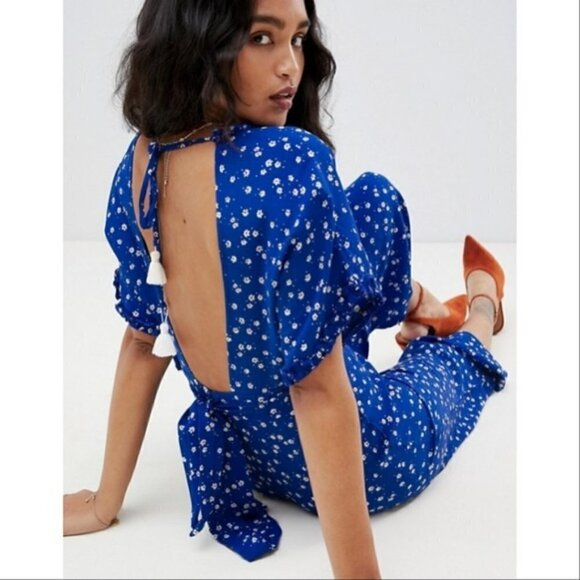 Faithfull the brand The Villa Jumpsuit in Cobalt Betina Blue - Picture 1 of 16